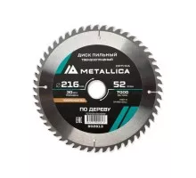 Пильный диск по дереву METALLICA Optima 216x30 мм 52 зуба, Т=2,6 мм поперечный 902813