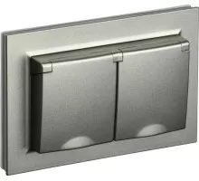 Розетка IEK BRITE РСбш12-3-44 16а 2-м ip44 с крышкой шампань BR-R26-16-44-K37-F