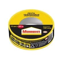 Фум лента МОМЕНТ 2230214 клейкая тефлоновая уплотнительная 20 м в шоу-боксе Б0054380