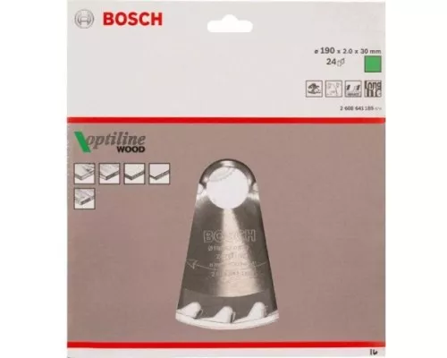 Пильный диск по дереву BOSCH Standard 190Х30 24 OPTILINE WOOD [2608641185]