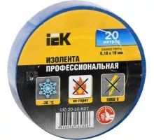 Изолента IEK ПВХ 0.18х19мм син. (рул. 20м) UIZ-20-10-K07