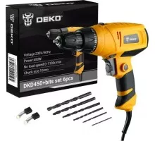 Шуруповерт сетевой DEKO DKD450 набор бит 6 шт. 063-4281