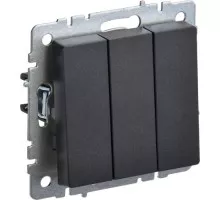Выключатель трехклавишный IEK BRITE ВС10-3-0-БрЧ 10А черный BR-V30-0-10-K02
