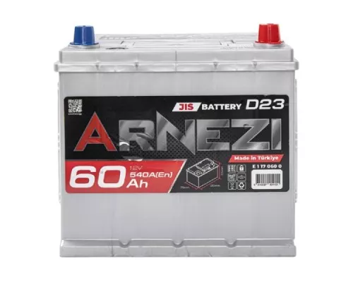 Аккумулятор ARNEZI JIS SMF 60 A/ч обратная R(+) 230x172x225 D23 EN 540 A E1170600