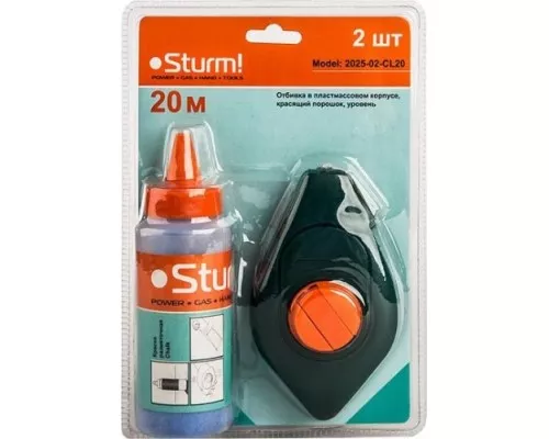 Отбивочный шнур STURM 2025-02-CL20 20м, с красящим порошком Отбивочный шнур STURM 2025-02-CL20 20м, с красящим порошком