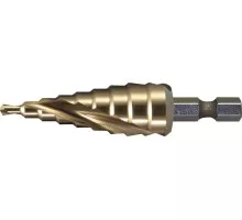 Сверло ступенчатое по металлу MAKITA D-40179 ступенчатое hss-tin с спиральным желобком, 4-12, 1