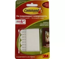 Застежки для картин малые 3M Command® (17202) белые 4 пары 7100109089