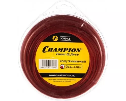 Леска триммерная CHAMPION C5042 star pro 2.0мм*126м (звезда) Леска триммерная CHAMPION C5042 star pro 2.0мм*126м (звезда)