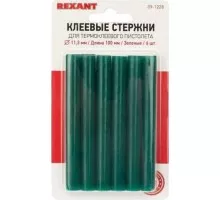 Стержни клеевые REXANT зеленые 11x100 мм, 6 шт. 09-1228