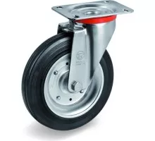 Колесо из черной резины TELLURE ROTA 535102 серия 53, d-100 мм, поворотное (100х85) 8007554028612
