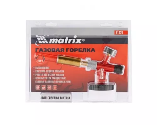 Портативная горелка на газовый баллон MATRIX 91426 пьезоподжиг, металл. корпус Портативная горелка на газовый баллон MATRIX 91426 пьезоподжиг, металл. корпус