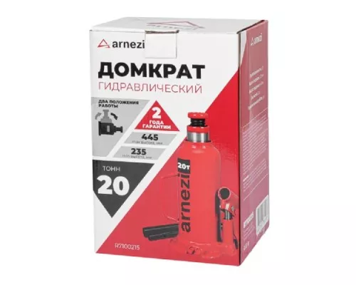 Домкрат бутылочный ARNEZI R7100215 гидравлический 20т 235-445мм Домкрат бутылочный ARNEZI R7100215 гидравлический 20т 235-445мм