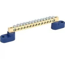 Шина REXANT 11-2329 «N» нулевая 6х9 мм на двух угловых синих изолятора