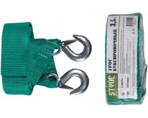 Трос буксировочный STVOL STBT0352 лента (стандарт) 3,5 т, 2 крюка, 4 метра Трос буксировочный STVOL STBT0352 лента (стандарт) 3,5 т, 2 крюка, 4 метра