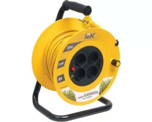 Удлинитель на катушке IEK УК20 2Р/20м 2х0,75мм Garden с термозащитой 4 места [WKP23-06-04-20]