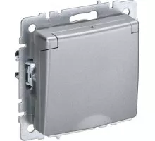 Розетка IEK BRITE РСбш10-3 16а защ. шторки с крышкой алюм. BR-R16-16-K47