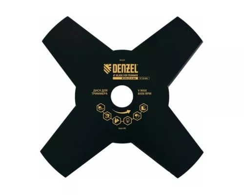 Диск кустореза DENZEL 230х25,4 толщина 1,6 мм, 4 лезвия [96323]