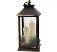 Фонарь декоративный Neon-Night со свечкой и шишкой 14x14x27 см, теплый белый 513-048