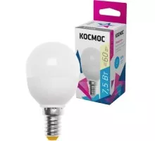 Лампа светодиодная КОСМОС GL45 7.5W 220V E14 3000K LkecLED7.5wGL45E1430