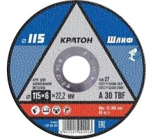 Шлифовальный круг по металлу КРАТОН A30TBF 115х6.0х22.2 мм 10704001 1 07 04 001