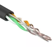 Кабель REXANT U/UTP, CAT 5e, PE 2х2х0,50мм, 24AWG внешний, черный 01-0025