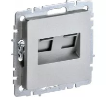 Розетка компьютерная IEK BRITE РК10-2-БрА двойная RJ45 кат.5E алюм. BR-K20-1-K47