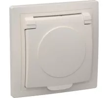 Розетка IEK Кварта РСб10-3 1-м сп 16а ip20 с заземл. с крышкой крем. ERK15-K33-16-DM