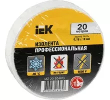 Изолента IEK ПВХ 0.18х19мм бел. (рул. 20м) UIZ-20-10-K01