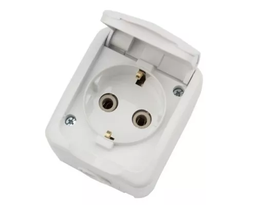 Розетка Kranz KR-78-0604 одноместная Mini OG IP54, с зазем., о/у, белая Розетка Kranz KR-78-0604 одноместная Mini OG IP54, с зазем., о/у, белая