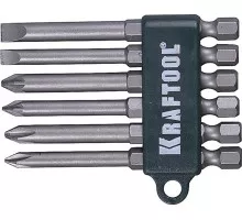 Набор бит KRAFTOOL хвостовик E 1/4 cr-v, 75мм, 6 предм. 26061-H6
