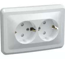 Розетка IEK Вега РС12-3 2-м сп с заземл. контактом 16а ERV21-K01-16-DM