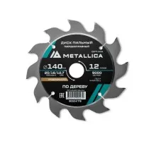 Пильный диск по дереву METALLICA Optima 140x20/16/12,7 мм 12 зубов, Т=2,4 мм продольный 902479