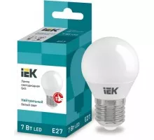 Лампа светодиодная IEK G45 7Вт 4000К Е27 Шар LLE-G45-7-230-40-E27
