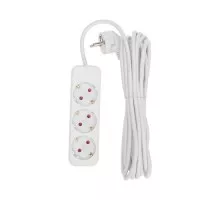 Удлинитель REXANT 13-4011 STANDARD 3 гнезда, 5м, 3х1,0мм², с/з, белый