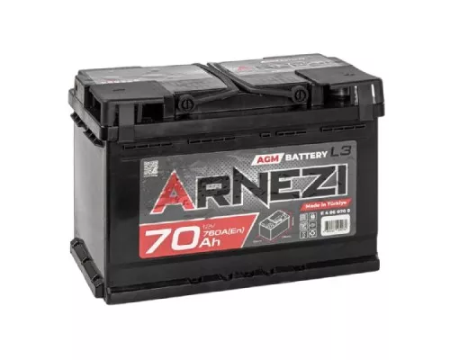 Аккумулятор ARNEZI AGM Start-stop 70 А/ч обратная R(+) 278x175x190 L3 EN 760 А E4060700