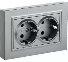 Розетка IEK BRITE РС12-3 16а 2-м без защ. шторок алюм. BR-R21-16-K47-F
