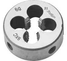Плашка ЗУБР круглая ручная м10x1.5мм, сталь 9хс 4-28022-10-1.5