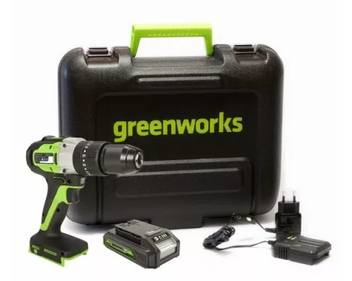 Дрель-шуруповерт аккумуляторная GREENWORKS GD24DD60K2 1х2 Ач [3704107UA]