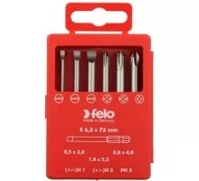 Набор насадок FELO 03292716 бит sl/h (+/-) industrial 73 мм в кейсе, 6 шт