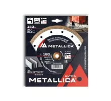 Алмазный диск для резки гранита METALLICA Ultra 180x25,4/22,2 мм, H=10 мм тонкий турбо 900628