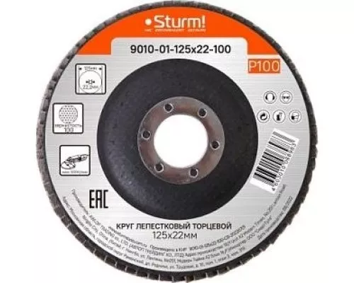 Круг лепестковый STURM 9010-01-125x22-100 125х22, p100 Круг лепестковый STURM 9010-01-125x22-100 125х22, p100