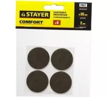Накладки на мебельные ножки STAYER COMFORT самоклещ., фетровые, круглые d35  корич. 40910-35