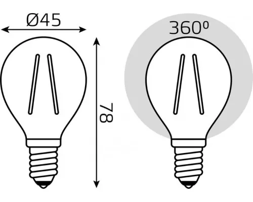 Лампа светодиодная GAUSS Basic Filament Шар 5,5W 530lm 4100К Е14 LED (3 лампы в упаковке) [1051126T]