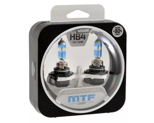 Лампа галогеновая MTF LIGHT серия ARGENTUM +80% HB4(9006), 12V, 55W H8A12B4 Лампа галогеновая MTF LIGHT серия ARGENTUM +80% HB4(9006), 12V, 55W H8A12B4