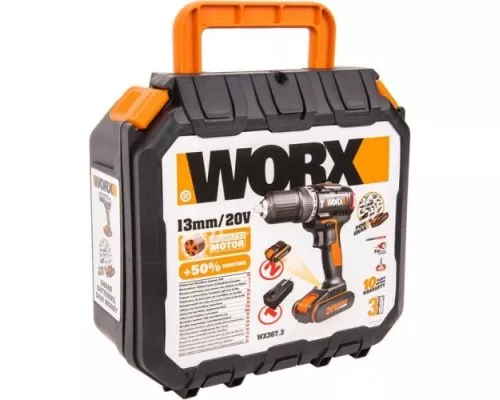 Дрель-шуруповерт аккумуляторная WORX WX367.3 ударная, бесщеточная Дрель-шуруповерт аккумуляторная WORX WX367.3 ударная, бесщеточная