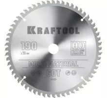 Пильный диск по алюминию KRAFTOOL Multi Material 190х20мм 60T 36953-190-20