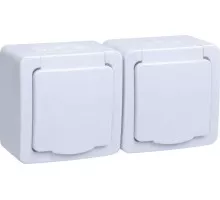 Розетка IEK Гермес Plus РСб22-3 2-м оп 16а ip54 с заземл. с крышкой ERMP22-K01-16-54-EC