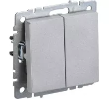Выключатель проходной IEK BRITE ВС10-2-6-БрА 2-клавишный 10А алюм. BR-V22-0-10-K47
