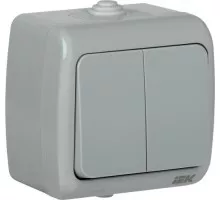 Выключатель двухклавишный IEK Aquatic ВС-20-2-0-А 10А ip54 EVA20-K03-10-54