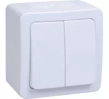 Выключатель двухклавишный IEK Гермес Plus ВС20-2-0-ГПБ 10А IP54, белый EVMP20-K01-10-54-EC